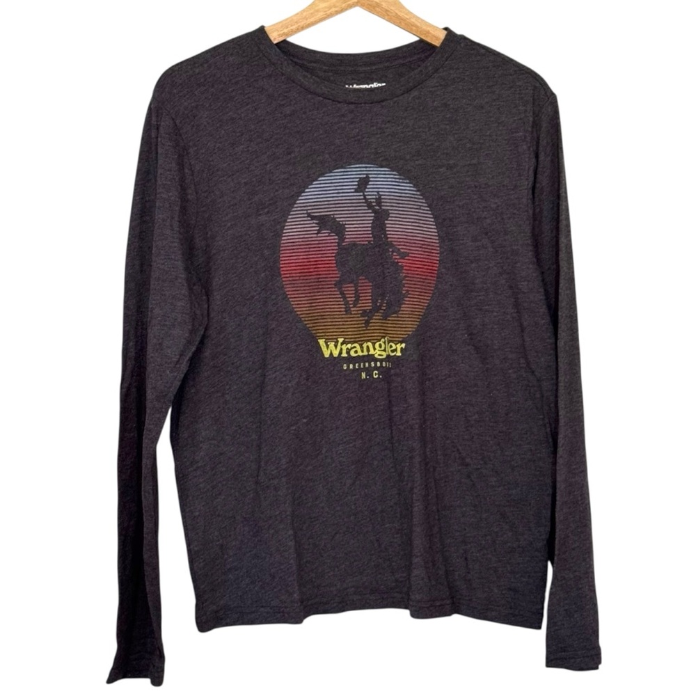 Wrangler Greensboro N.C. Long Sleeve Tee Size L Cowgirl Western Casual Comfort